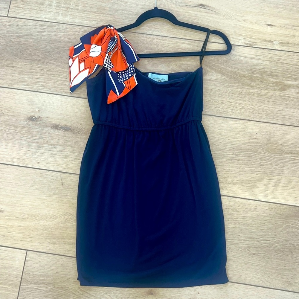 Judith March Orange and Blue dress.